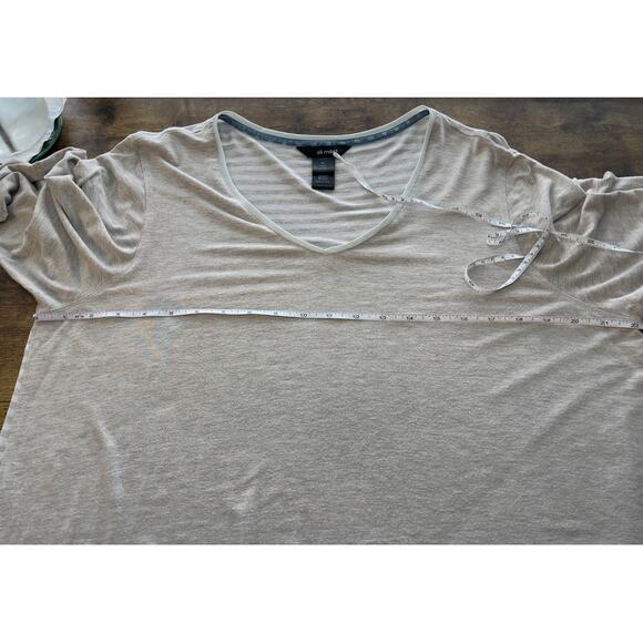 Ail Miles XL Beige/Blue Boxy Loose 2 Pockets Casual/Cottage Core Tunic Blouse - Picture 4 of 5